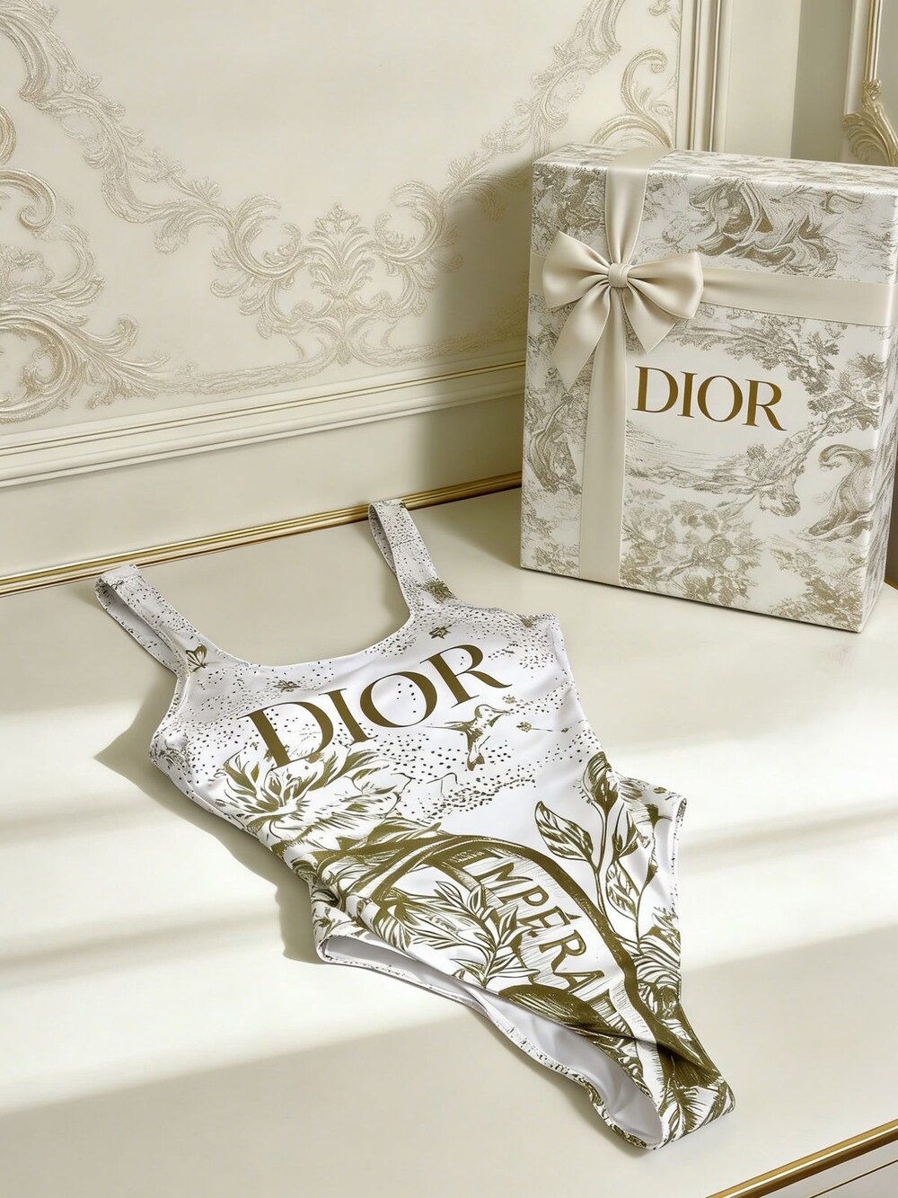 Dior White Asymmetric Swimsuit - Picture 5 of 6
